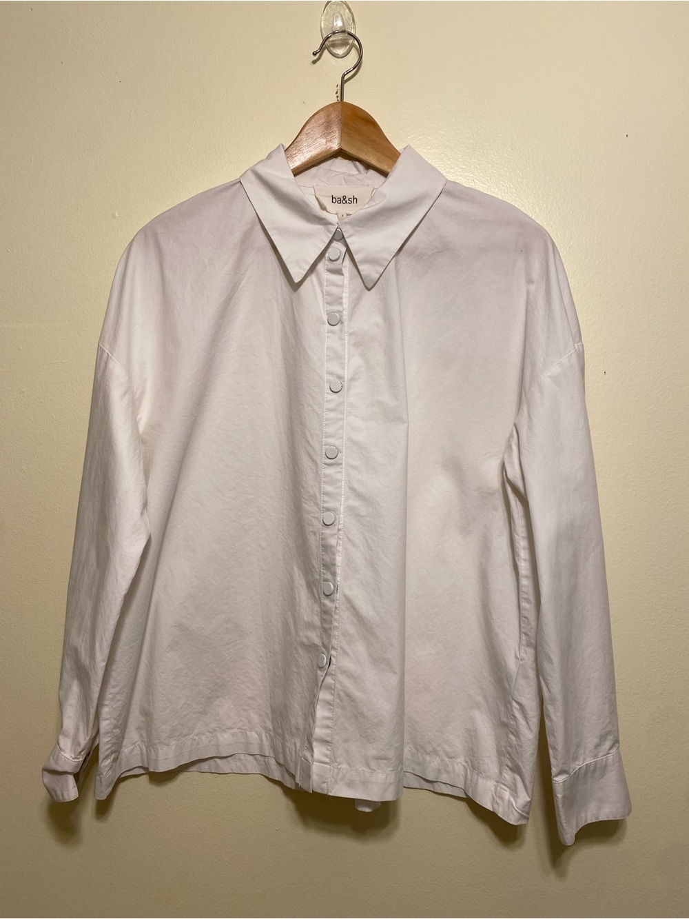 ba&sh White Relaxed Button-Up Cotton Shirt. Size 2